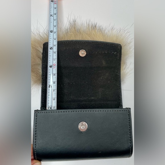 Fur Coyote Belt Purse Coin Purse Mini Wallet Leather Black Handmade USA - Picture 8 of 10